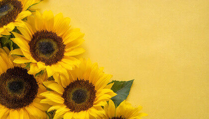 黄色の背景へ向日葵でフラワーフレームを作った画像1