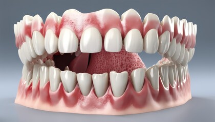 Obraz premium 3D rendering of a human mouth with exaggerated teeth