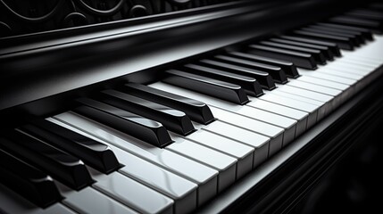 Close-up view of piano keys.