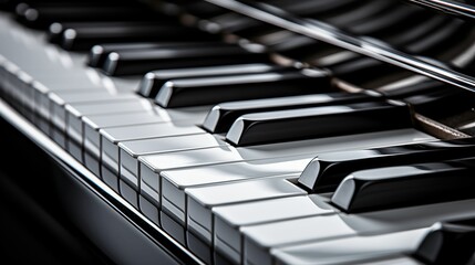 Close-up view of piano keys.