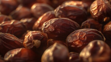 Close-up of dried date palm fruits.