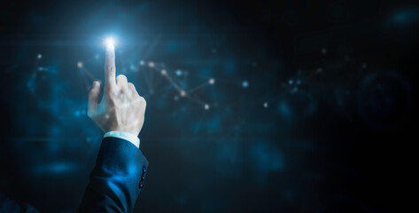 Data Digital transformation Hand touching the Metaverse Universe, A Conceptual Shift in Digital Transformation for Next-Generation Technology.