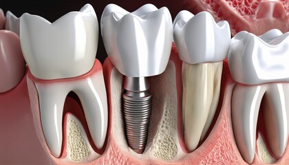  Precision dental implantation in progress - obrazy, fototapety, plakaty