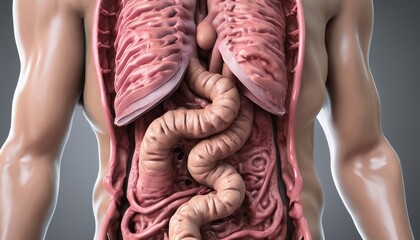  An anatomical illustration of the human digestive system - obrazy, fototapety, plakaty
