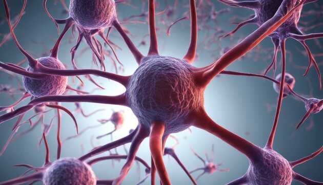  Neural network in action - A 3D rendering of a neuron with dendrites and axon