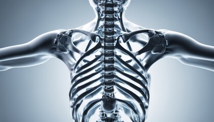  3D rendering of human spine and rib cage - obrazy, fototapety, plakaty
