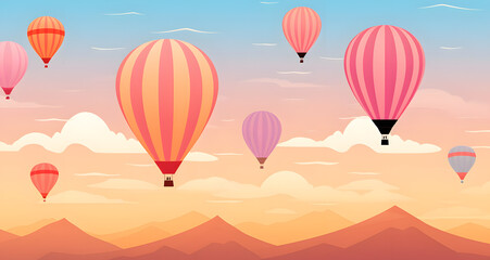 colorful hot air balloons flying in the sky over mountains