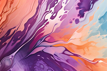 Closeup of abstract watercolor paint background texture with liquid fluid marbled paper texture banner texture. Generative AI (생성형 AI)