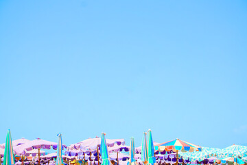 Umbrella on the beach with blue sky