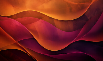 Abstract wavy wallpaper, watercolor burgundy red and orange, painting backdrop horizontal banner