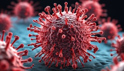  Viral outbreak - A close-up view of a coronavirus particle