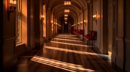 Fototapeta na wymiar Image of a hallway bathed in soft light.