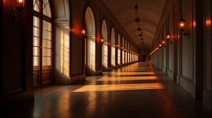 Fototapeta na wymiar Image of a hallway bathed in soft light.