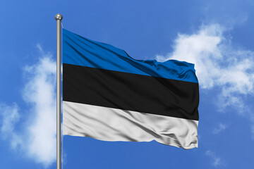 Estonia flag fluttering in the wind on sky.