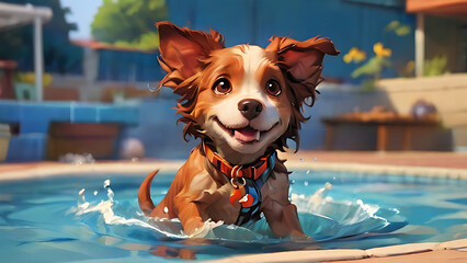 A dog playing in the pool.
Generative AI