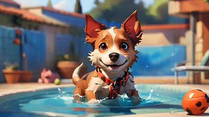A dog playing in the pool.
Generative AI