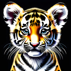 Fototapeta premium Vibrant Tiger Cub Expressions: Capturing the Beauty of Nature in Photography.(Generative AI) 