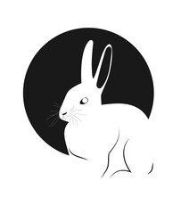 The silhouette of a rabbit on a white background. Vector illustration