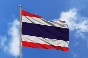 Thailand flag fluttering in the wind on sky.