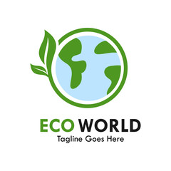 Eco world design logo template illustration