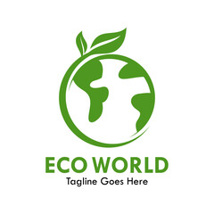 Eco world design logo template illustration