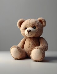 Cute teddy bear with copy space on light color background. Generative AI
