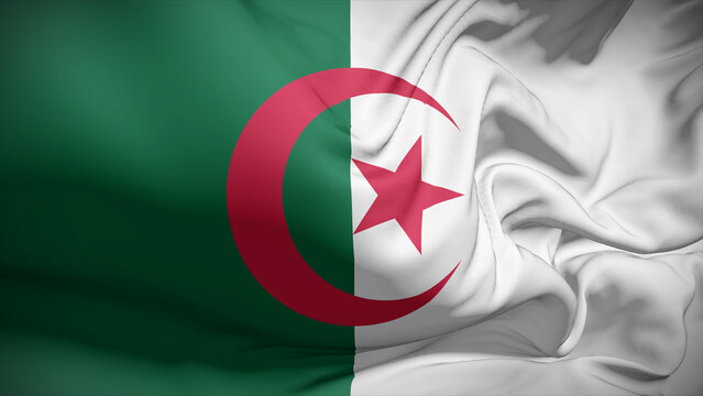 Close-up view of Algeria National flag.