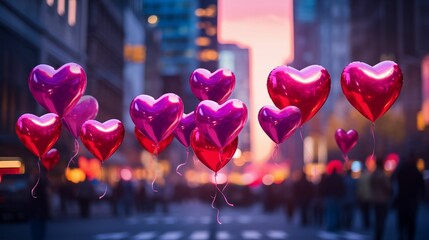 Image of heart-shaped foil balloons.