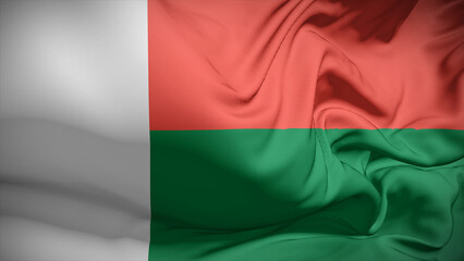 Close-up view of Madagascar National flag.