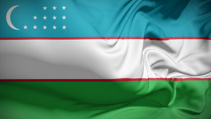 Close-up view of Uzbekistan National flag.