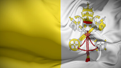 Close-up view of Vatican City National flag.