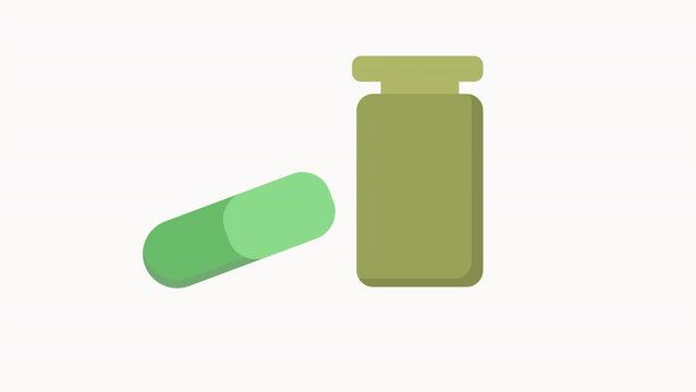 Animated icon of medicine capsules and medicine bottles 4K