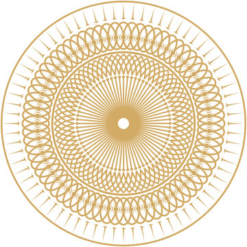 Vector illustration for mandala shaped circular pattern, gold color and white color background. Mandala for henna, mehendi, tattoo, decorative ethnic ornamental element, frame, Oriental pattern.