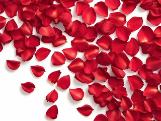 abstract background of red rose petals isolated on white background