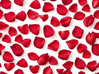 abstract background of red rose petals isolated on white background