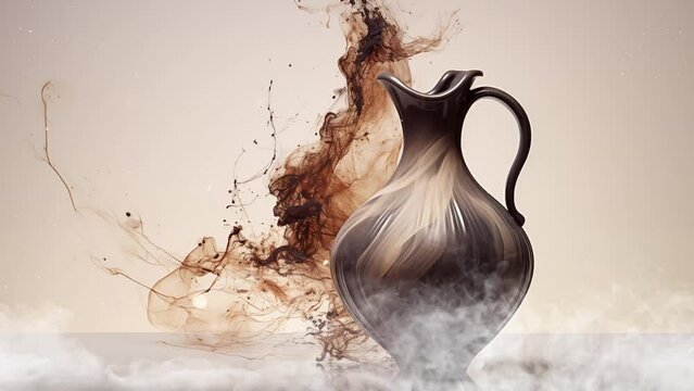 ancient greek amphora portrayed in smoky tendrils. seamless looping overlay 4k virtual video animation background 