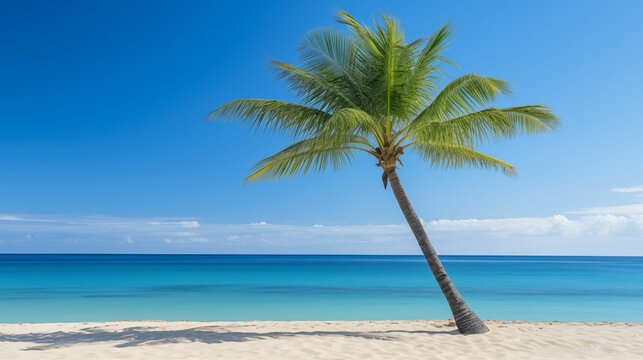 Image of palm tree on the beach.