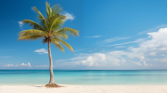 Image of palm tree on the beach.