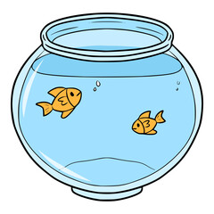 fishbowl illustration hand drawn isoalted vector