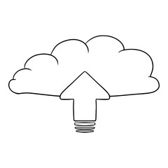 cloud upload illustration hand drawn outline isolated vector