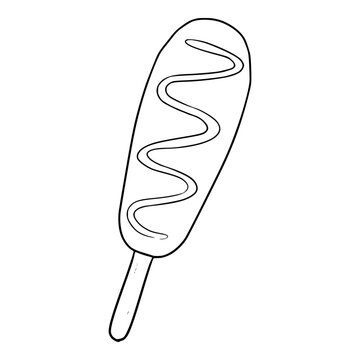 corn dog outline with mustard clip art preview