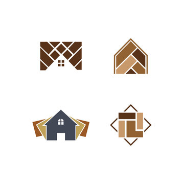 Wooden Tiles, Brick wall Home  icon vector illustration design