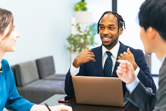 Group of multinational people meeting in office. Global business.