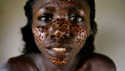  A close-up portrait of a person with a unique skin condition