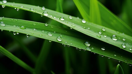 Natural green grass with water droplets.