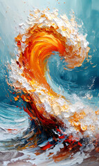 Abstract orange background with splashes of paint. 