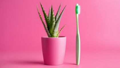  Clean and fresh - A toothbrush and a cactus for a healthy lifestyle