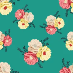 Behang seamless vector flower design pattern on background © Chandni Patel