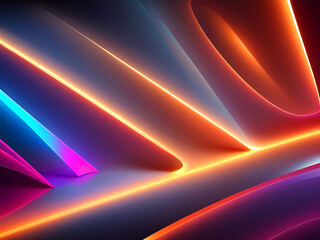 Bright colorful Neon lines shapes glow on dark background. abstract 3d background