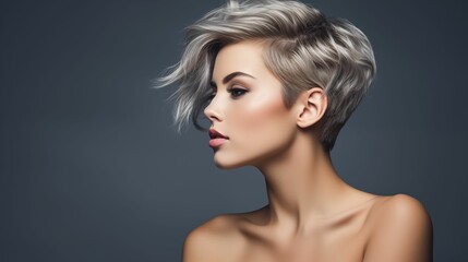 Fototapeta premium Young female model with short hair.